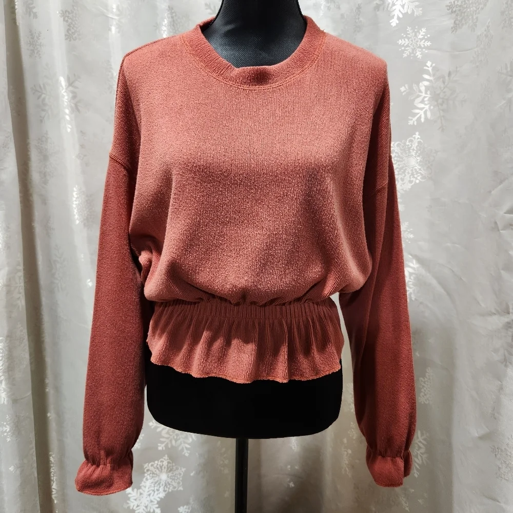 ZARA Basic Ribbed Knit Peplum Ruffle Top (S) - Picture 10 of 10